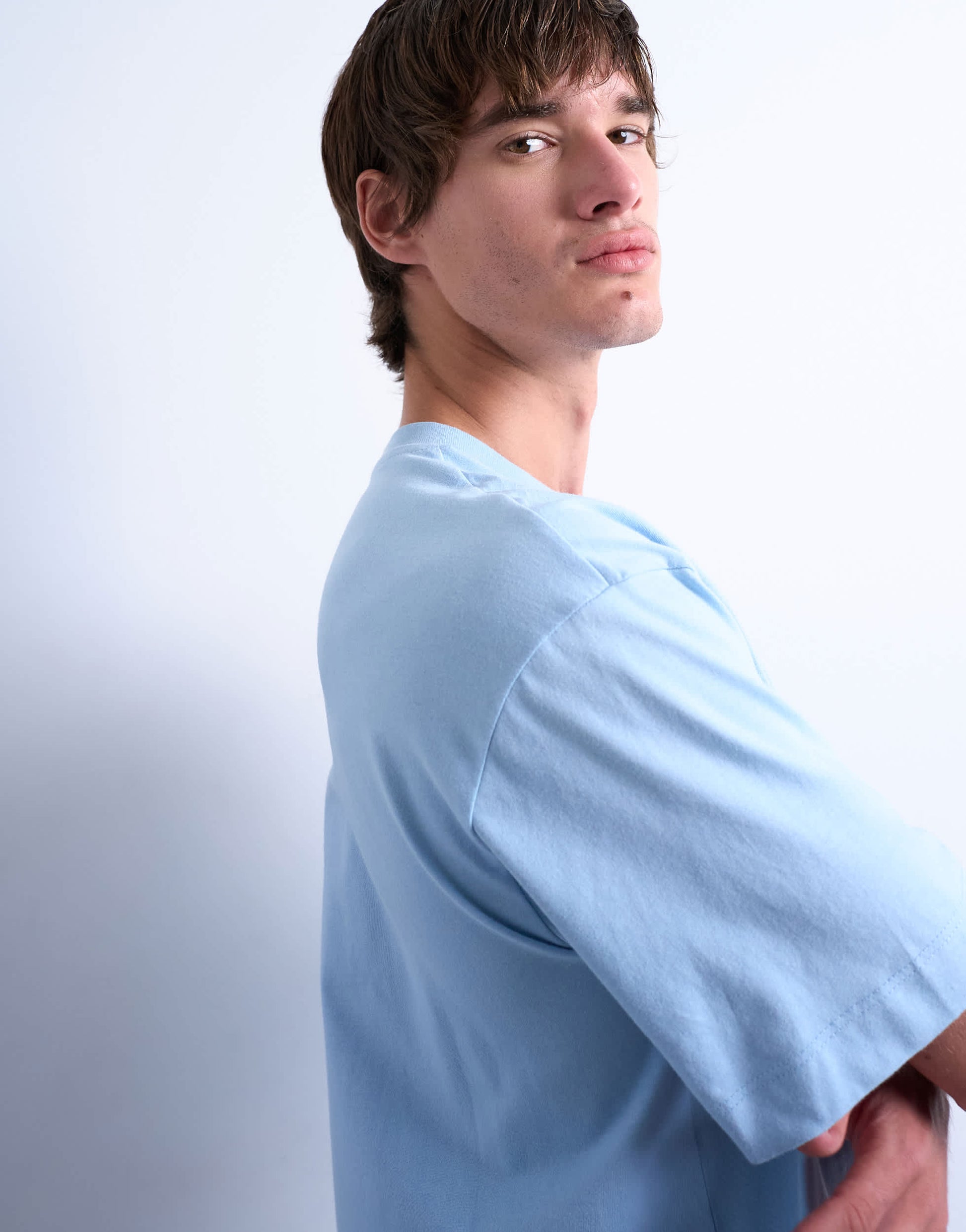 Topman cropped fit t-shirt in light blue
