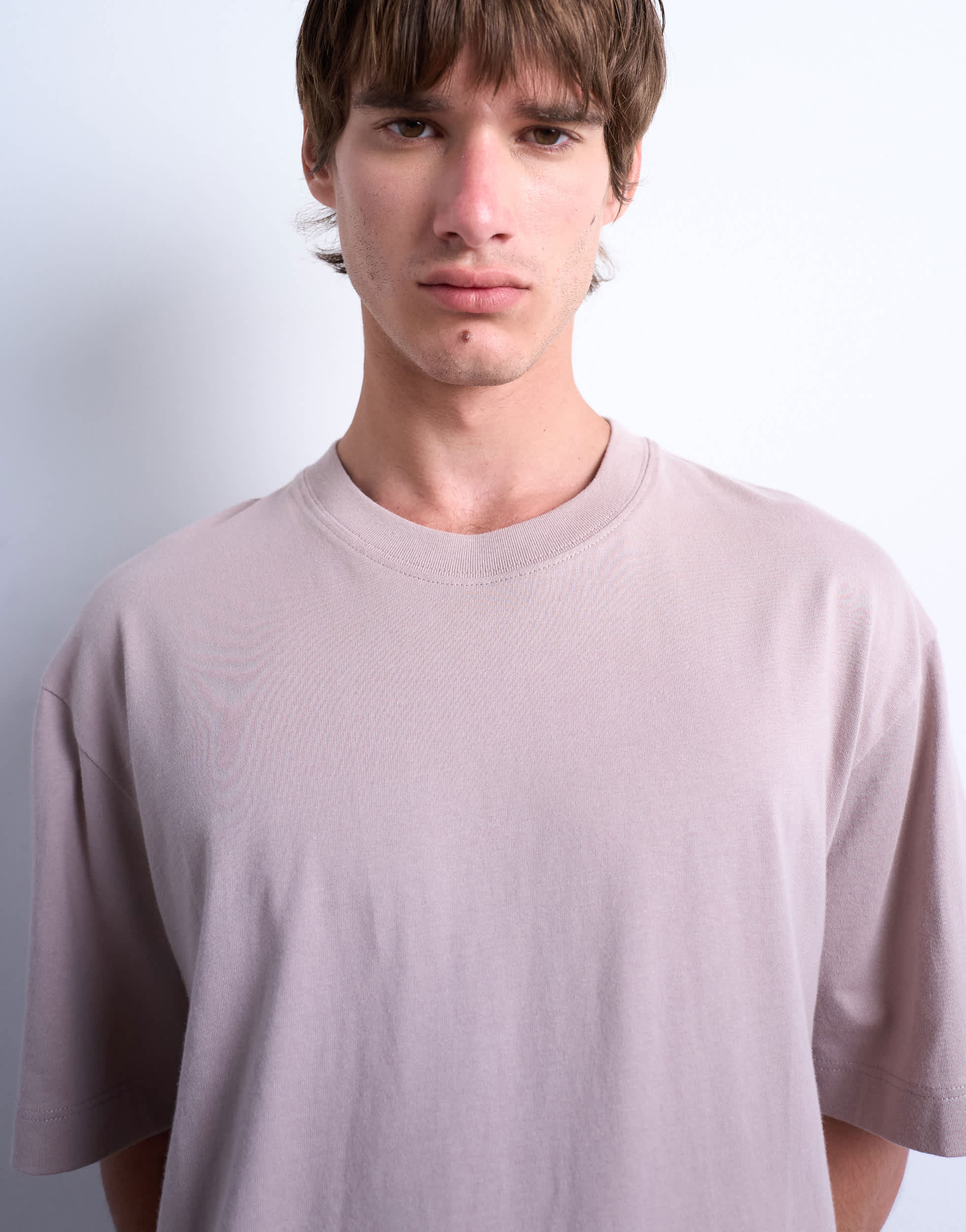 Topman cropped fit t-shirt in mink
