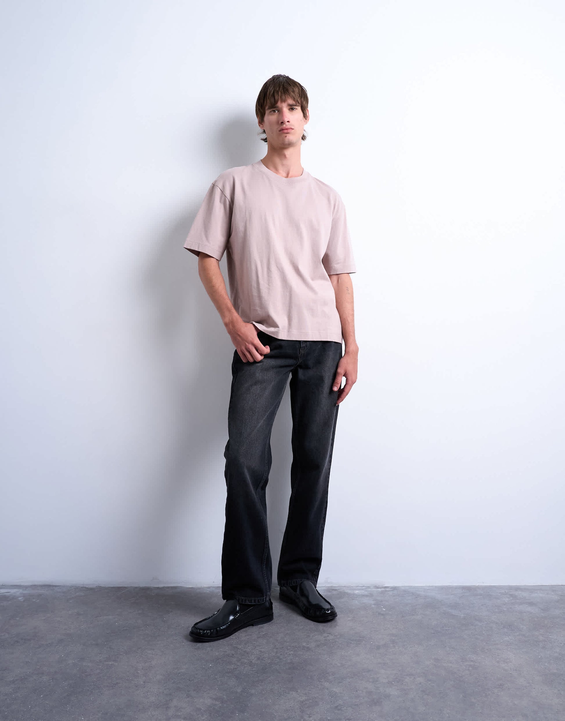 Topman cropped fit t-shirt in mink