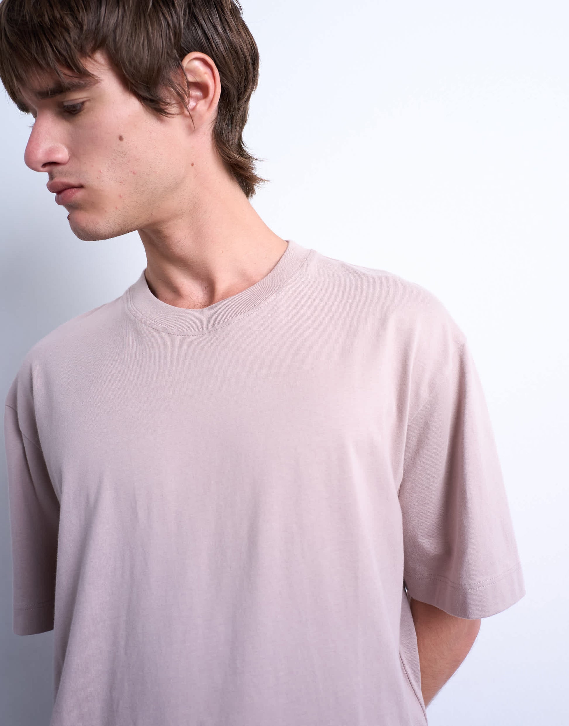 Topman cropped fit t-shirt in mink