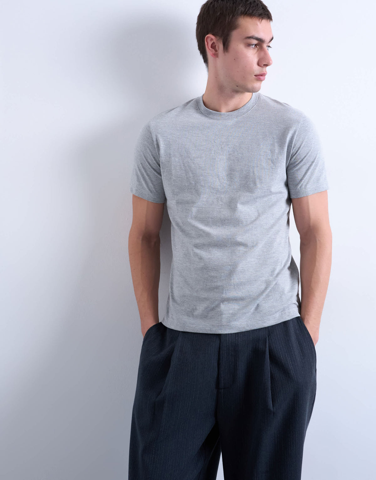 Topman classic fit t-shirt in grey marl