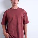 Topman cropped fit t-shirt in light burgundy