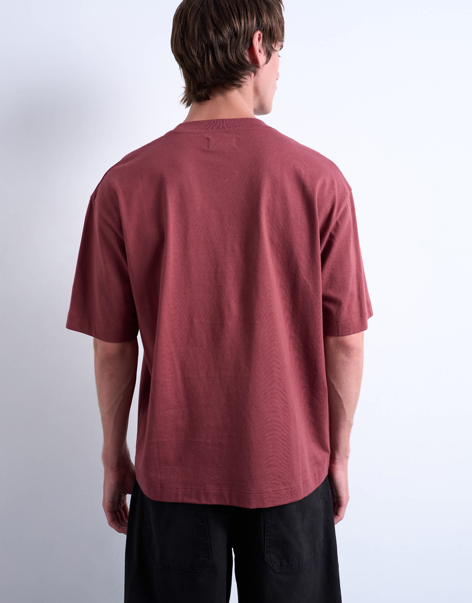 Topman cropped fit t-shirt in light burgundy