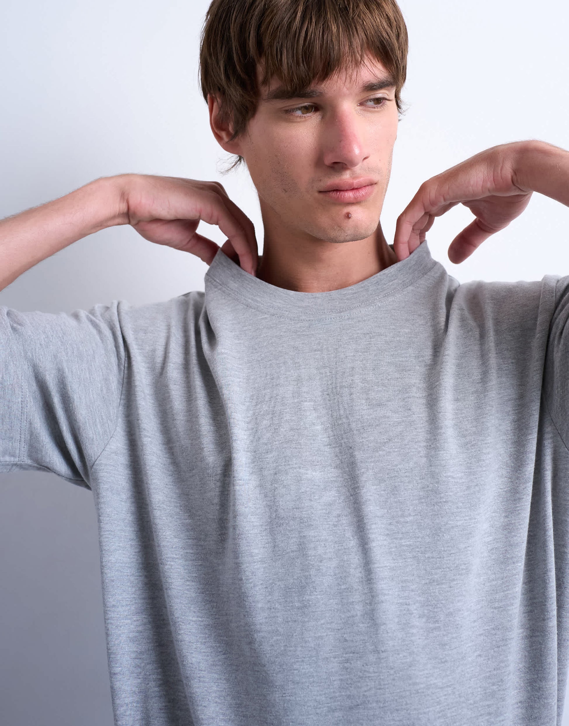 Topman boxy oversized t-shirt in grey marl