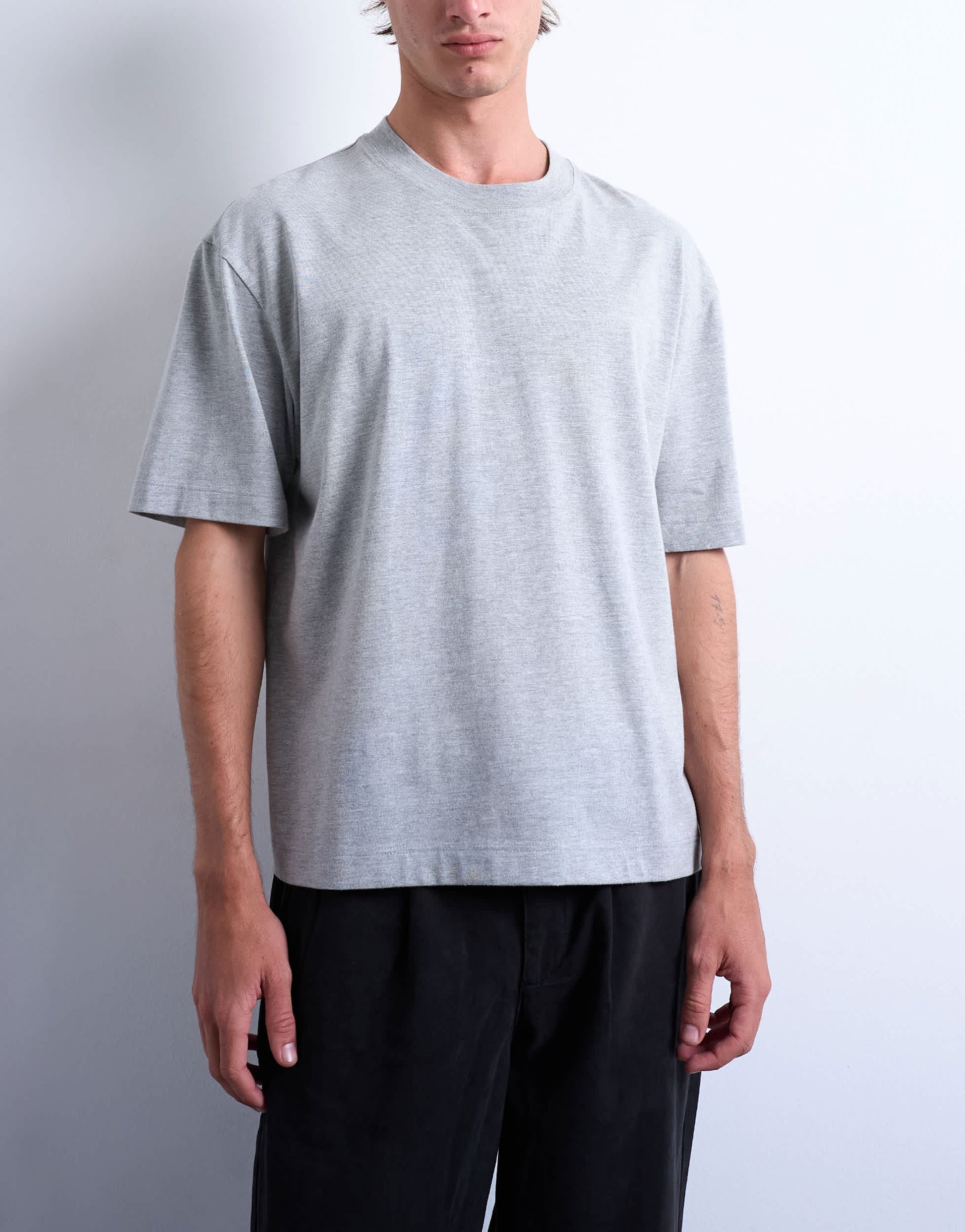 Topman boxy oversized t-shirt in grey marl