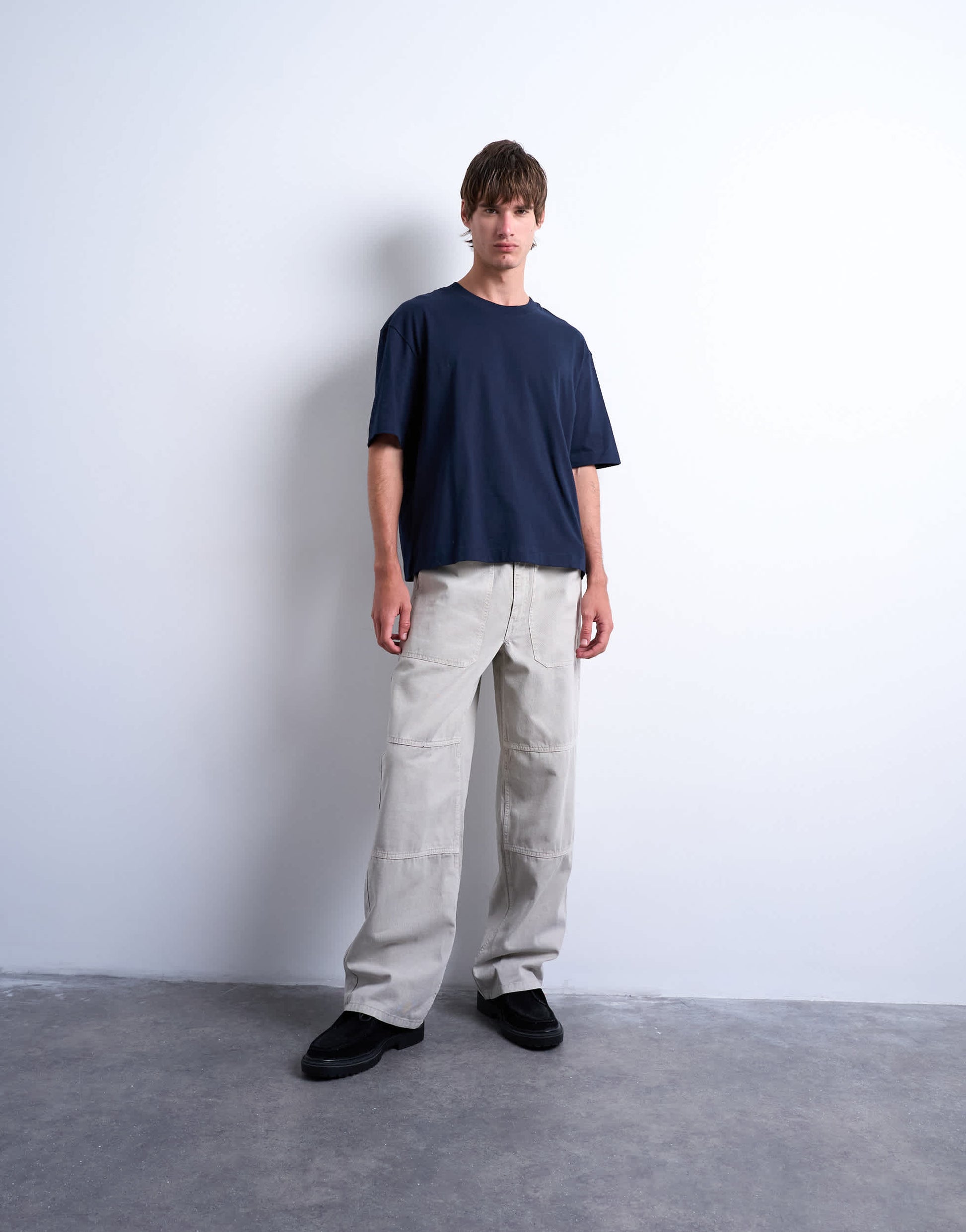 Topman cropped fit t-shirt in navy
