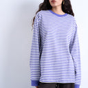 Topshop stripe long sleeve slouchy skater tee in purple