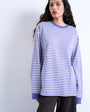 Topshop stripe long sleeve slouchy skater tee in purple