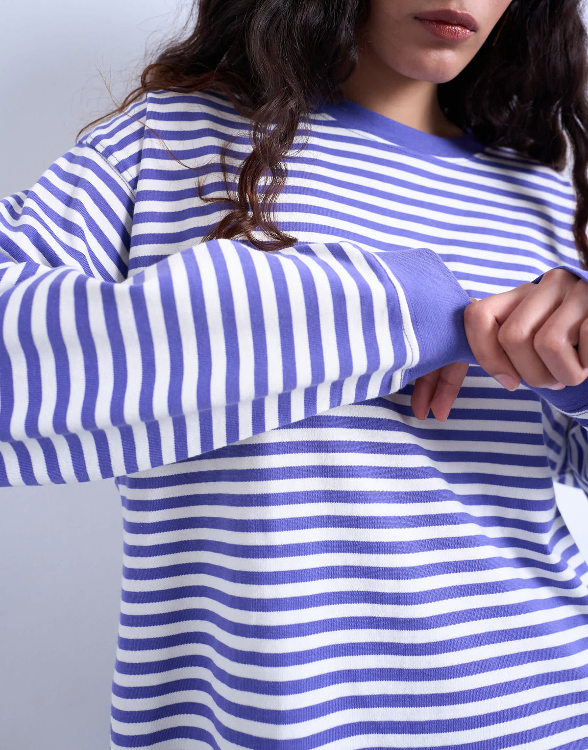 Topshop stripe long sleeve slouchy skater tee in purple