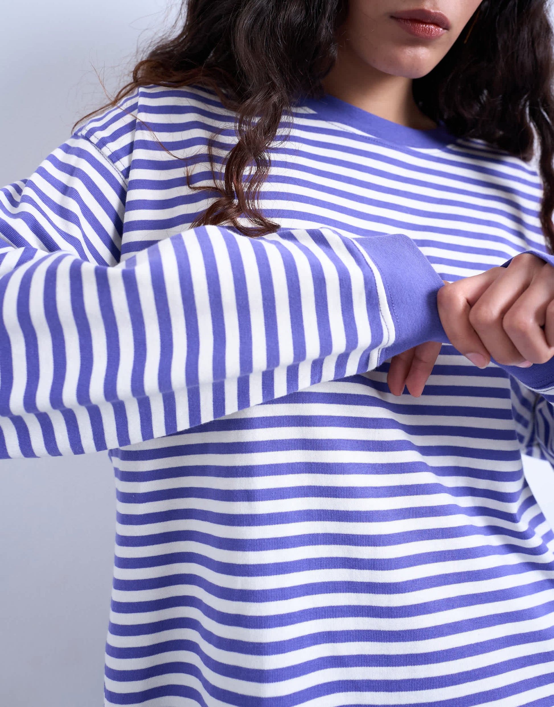 Topshop stripe long sleeve slouchy skater tee in purple