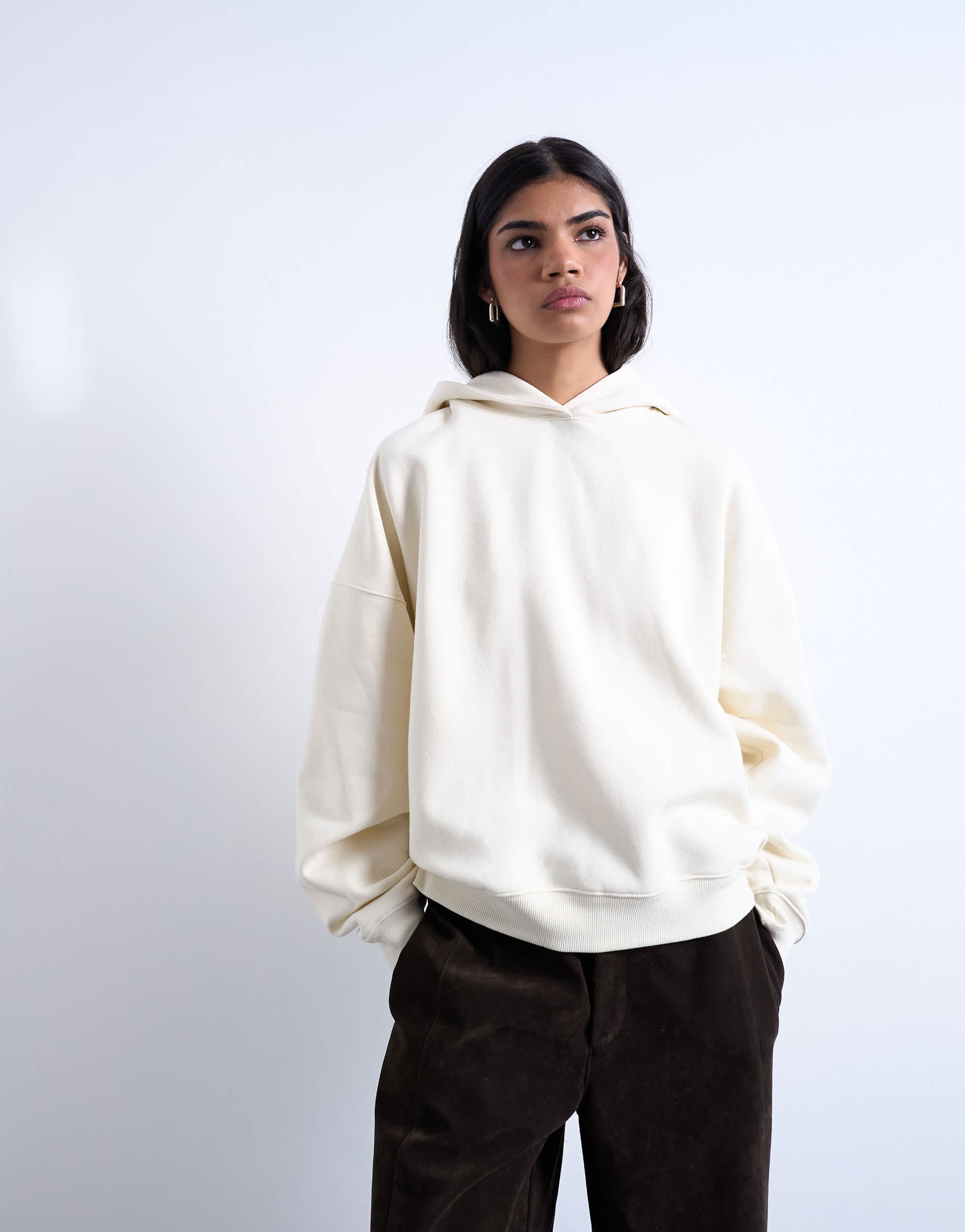 Topshop ultimate hoodie in ecru