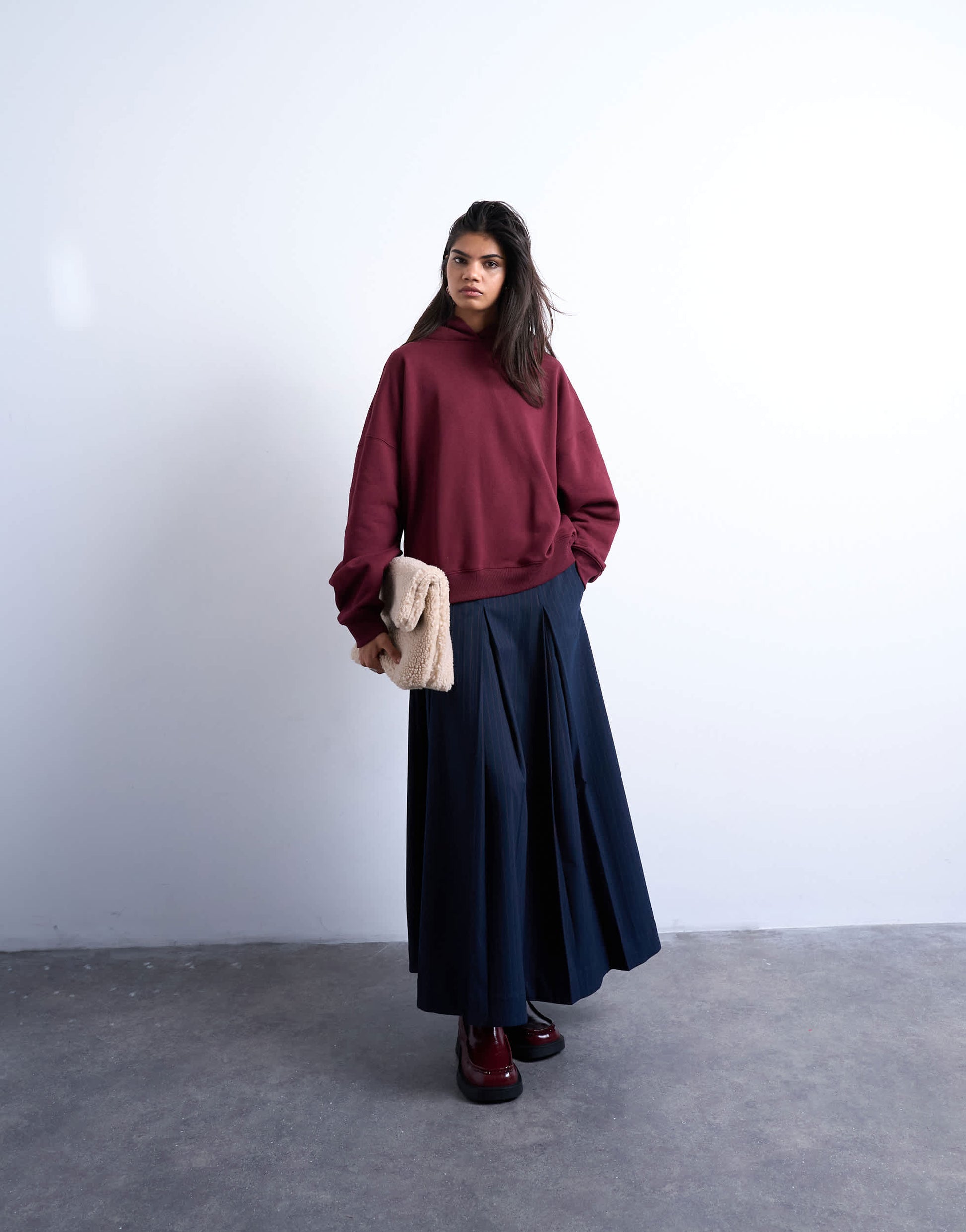Topshop ultimate hoodie in burgundy