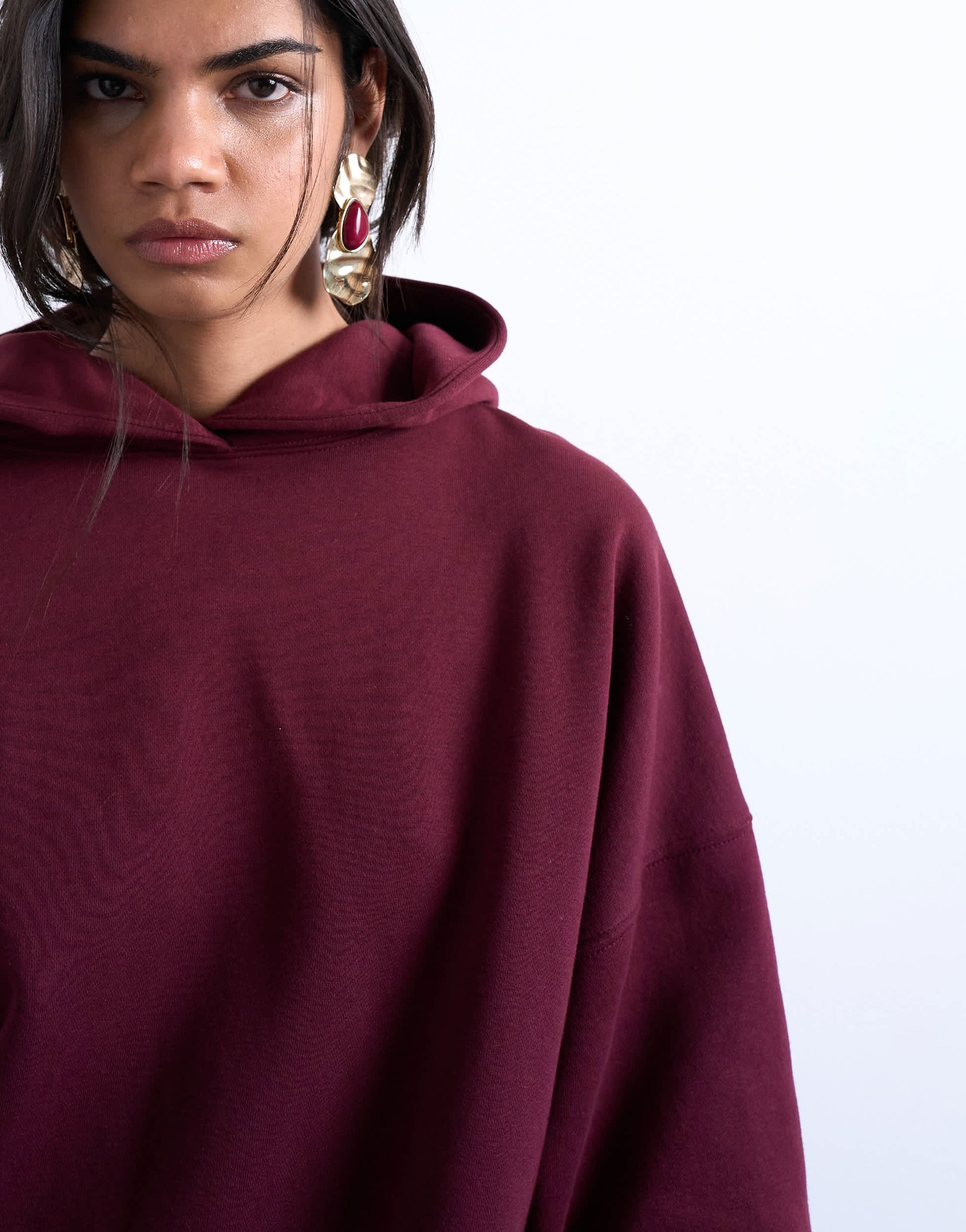 Topshop ultimate hoodie in burgundy