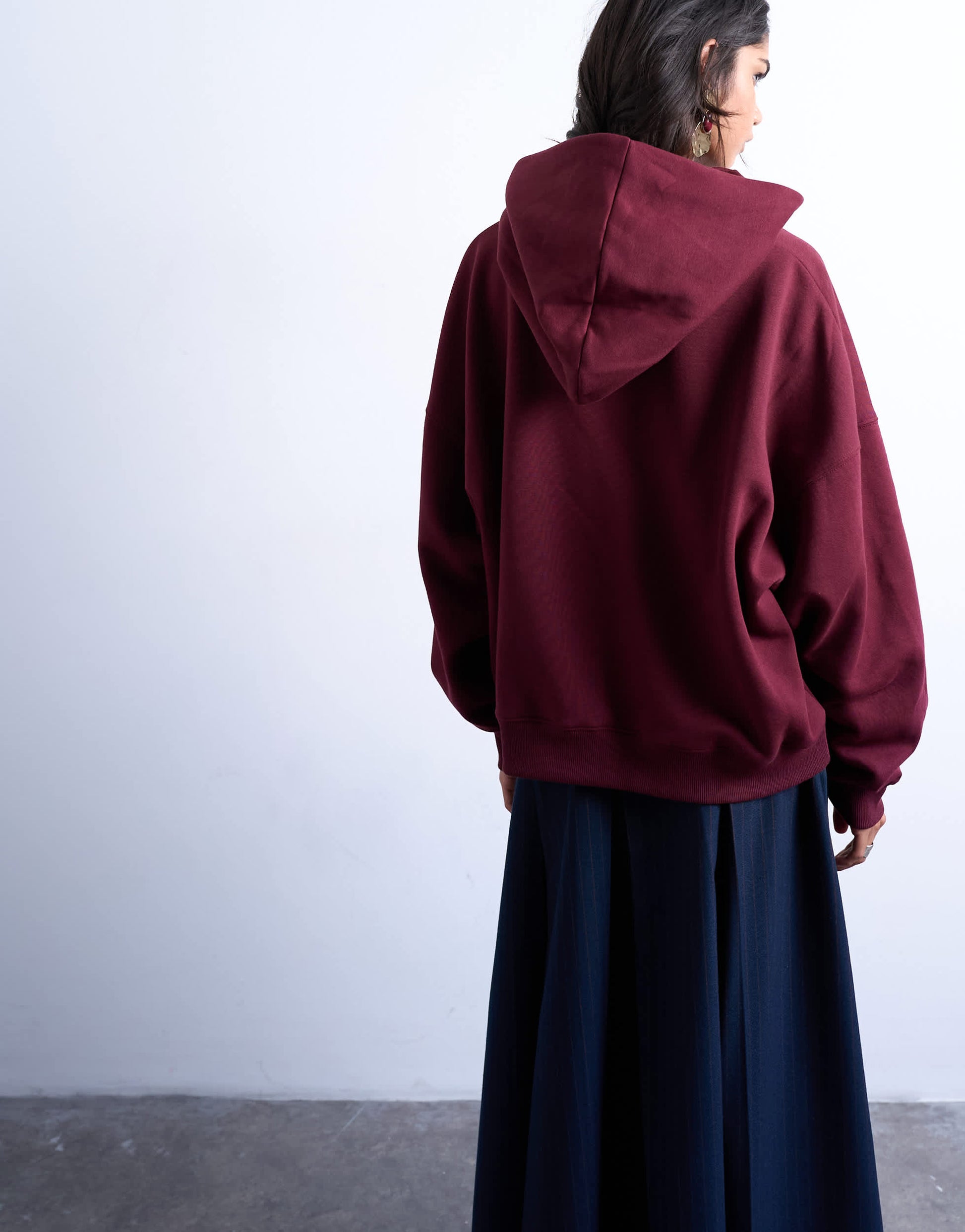 Topshop ultimate hoodie in burgundy