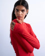 Topshop long sleeve crew neck superfine top in red