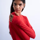 Topshop Langarmshirt mit Rundhalsausschnitt in Rot