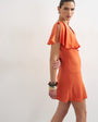 Topshop asymmetric frill mini dress in orange