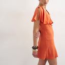 Topshop asymmetric frill mini dress in orange