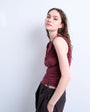 Topshop ruffle detail tank top in berry