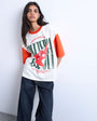 Topshop graphic oversized pizzeria tee with contrast sleeves in white
