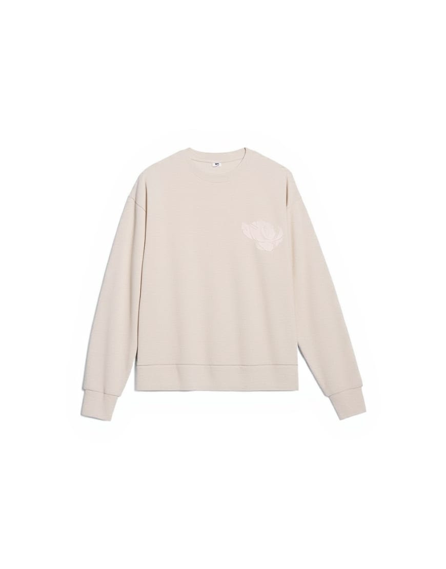 Topman oversized fit sweatshirt with raised floral print in stone