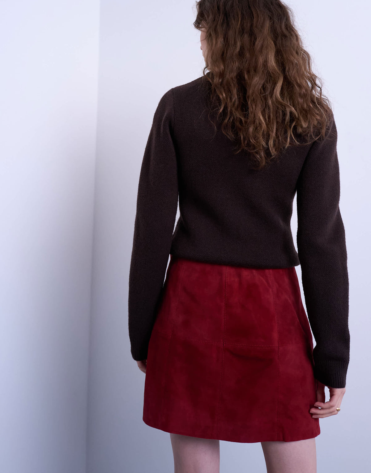 Topshop co-ord real suede mini skirt in burgundy