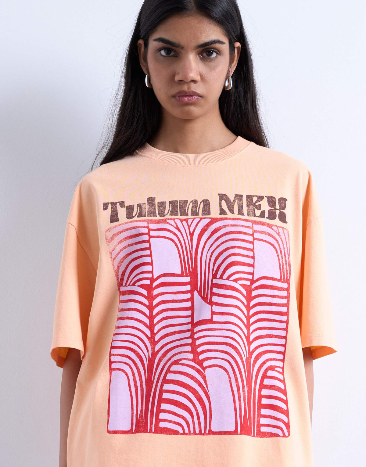 Topshop graphic Tulum oversized tee in orange