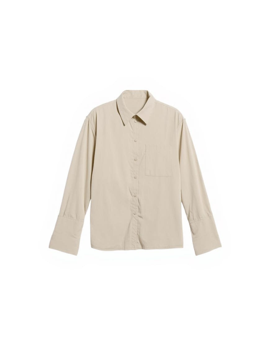 Topshop cinched oversized poplin shirt in stone