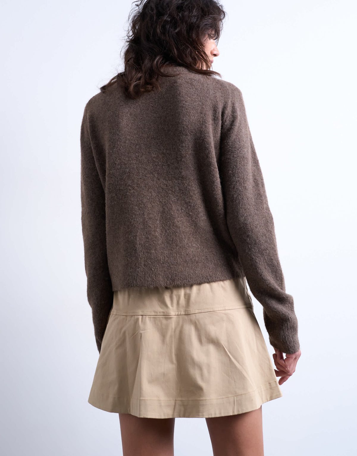 Topshop elasticated waist mini skort in beige
