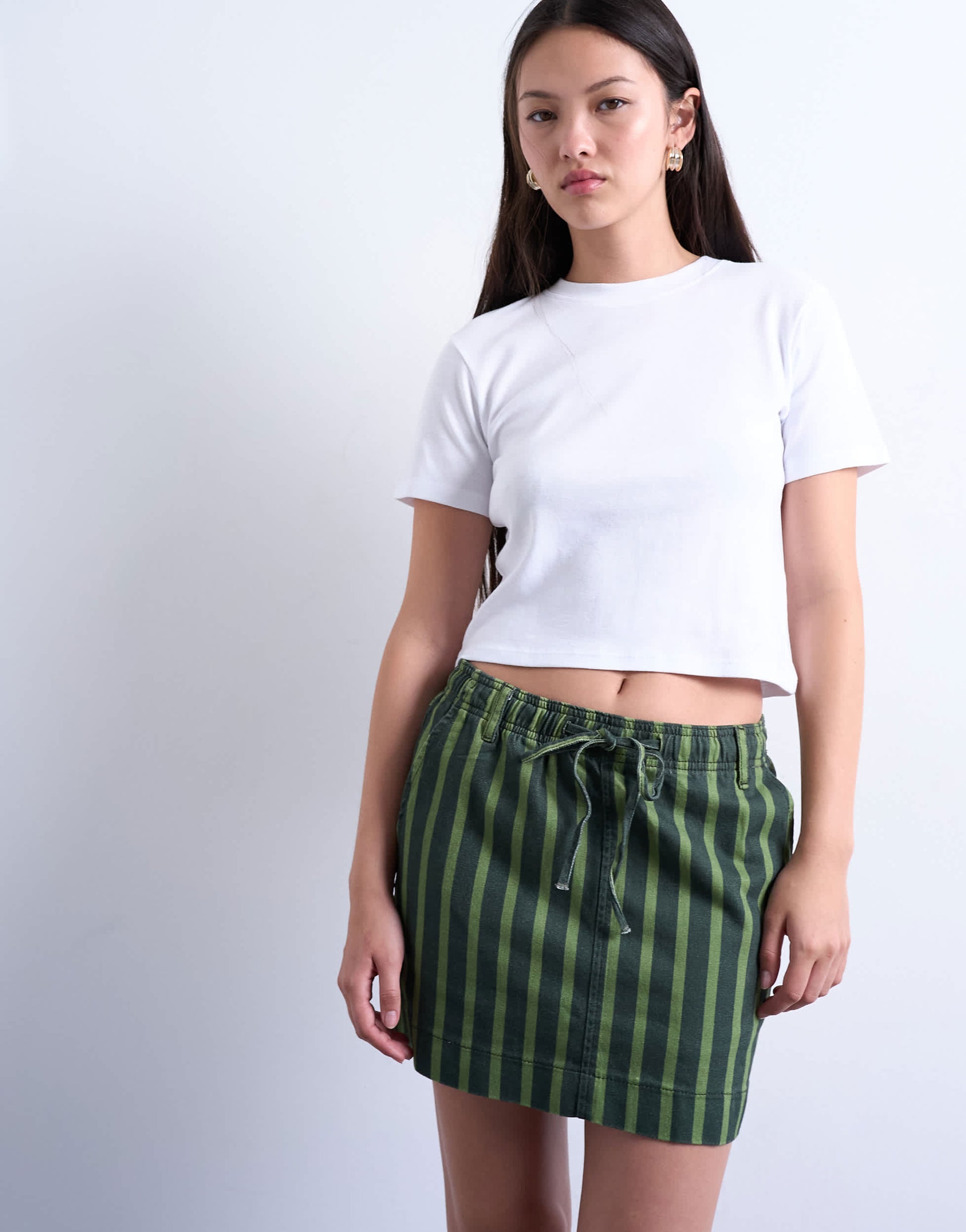 Topshop pull on utility skirt in multi stripe
