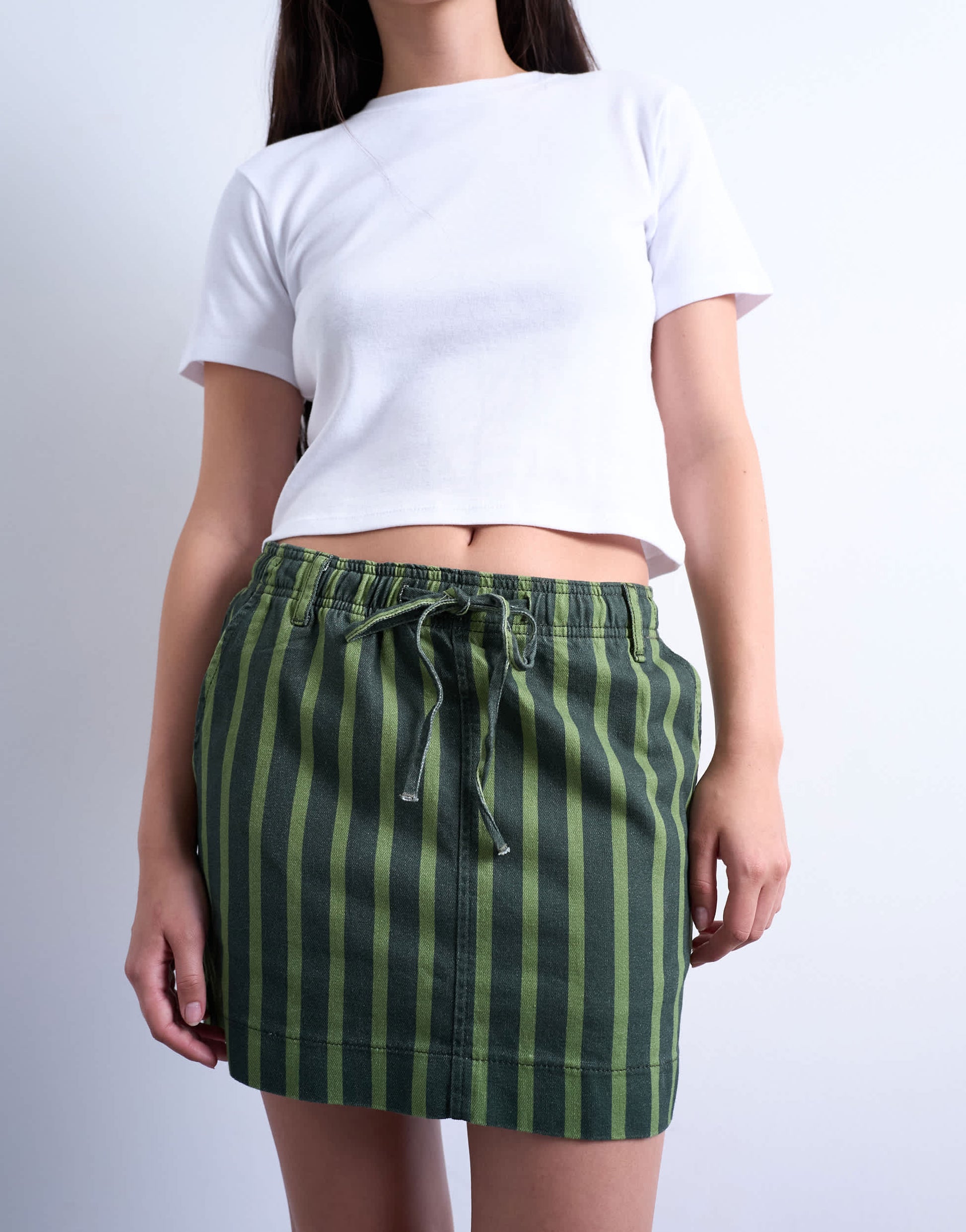 Topshop pull on utility skirt in multi stripe