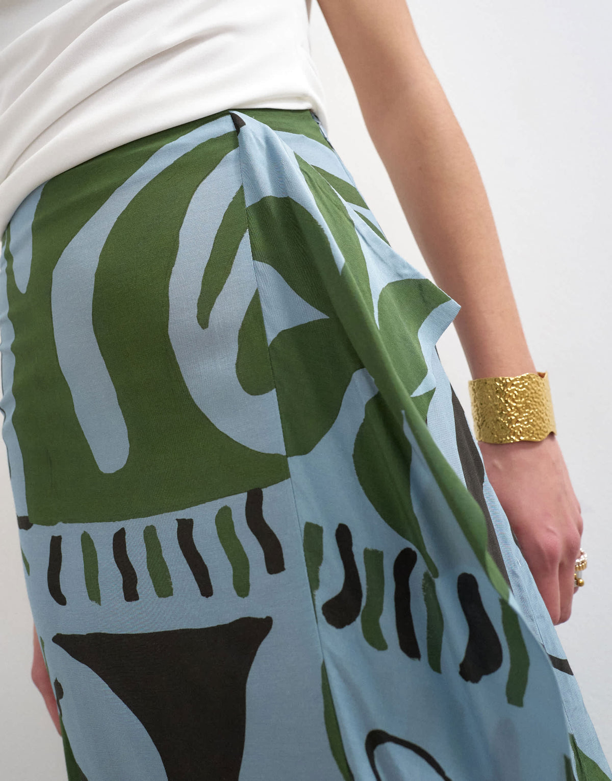 Topshop co ord sarong maxi skirt in blue abstract leaf print