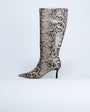 Topshop Tori knee high point toe boot in snake