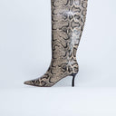 Topshop Tori knee high point toe boot in snake