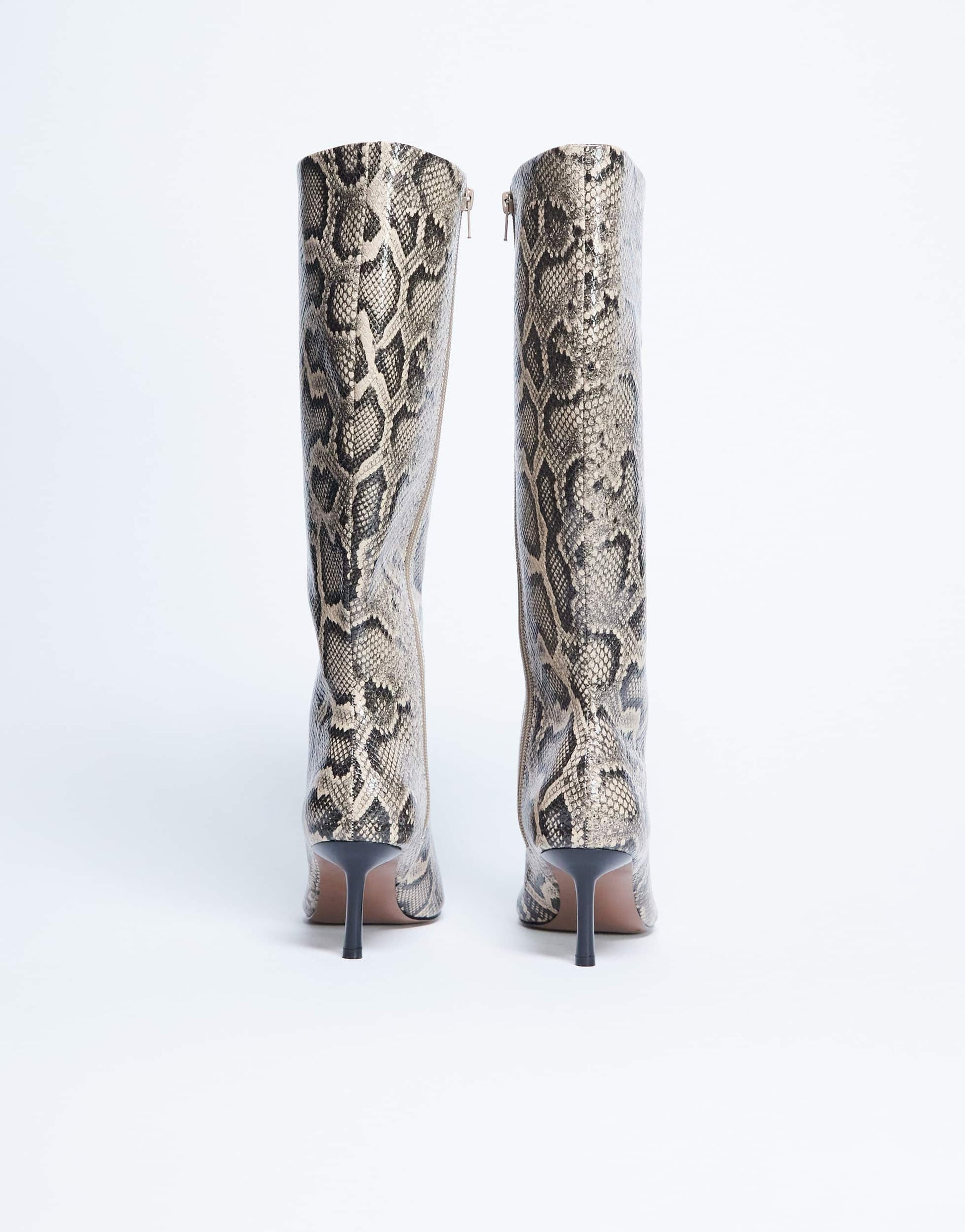 Topshop Tori knee high point toe boot in snake