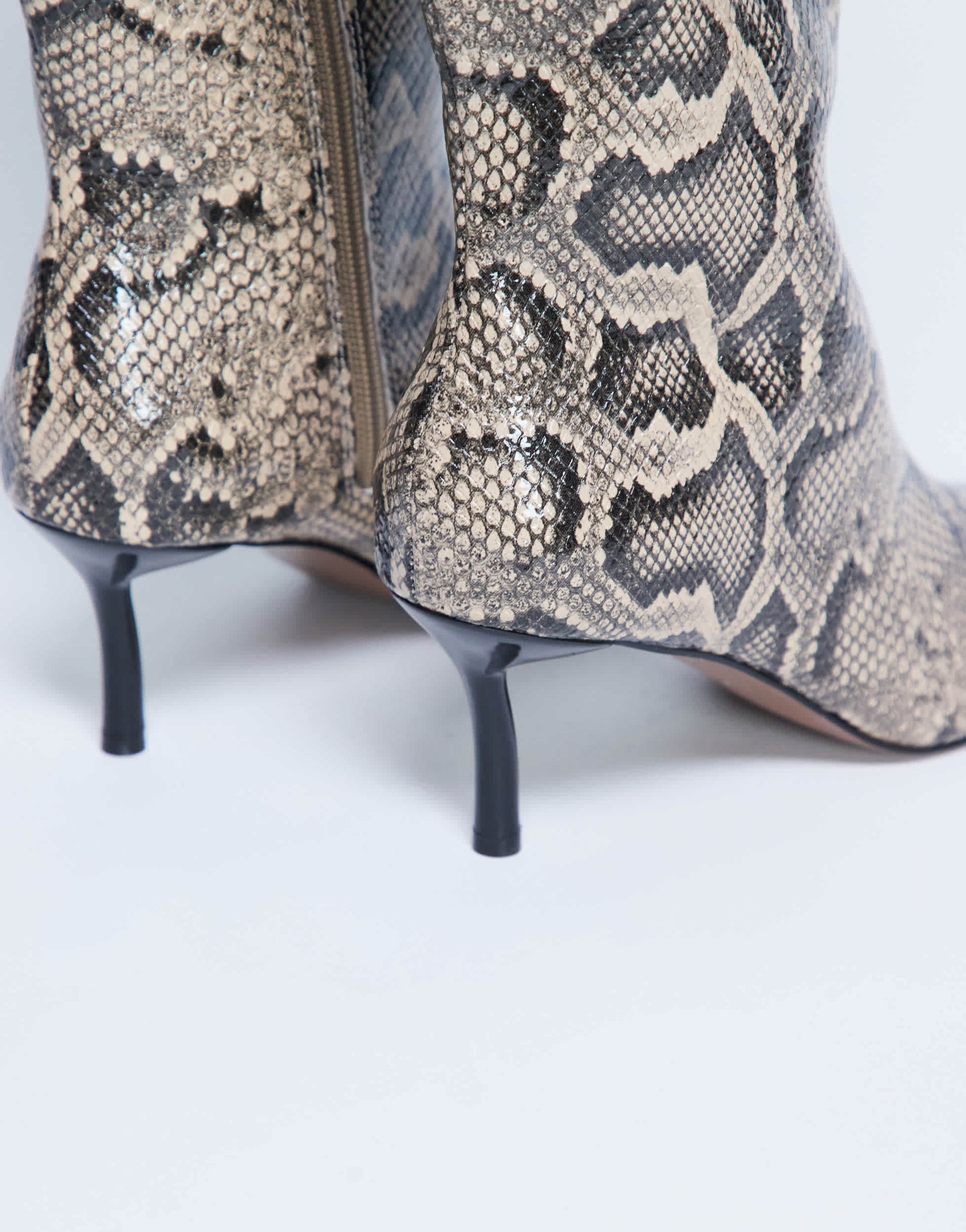 Topshop Tori knee high point toe boot in snake