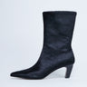 Topshop Poppy point toe ankle boot in black hair on real leather