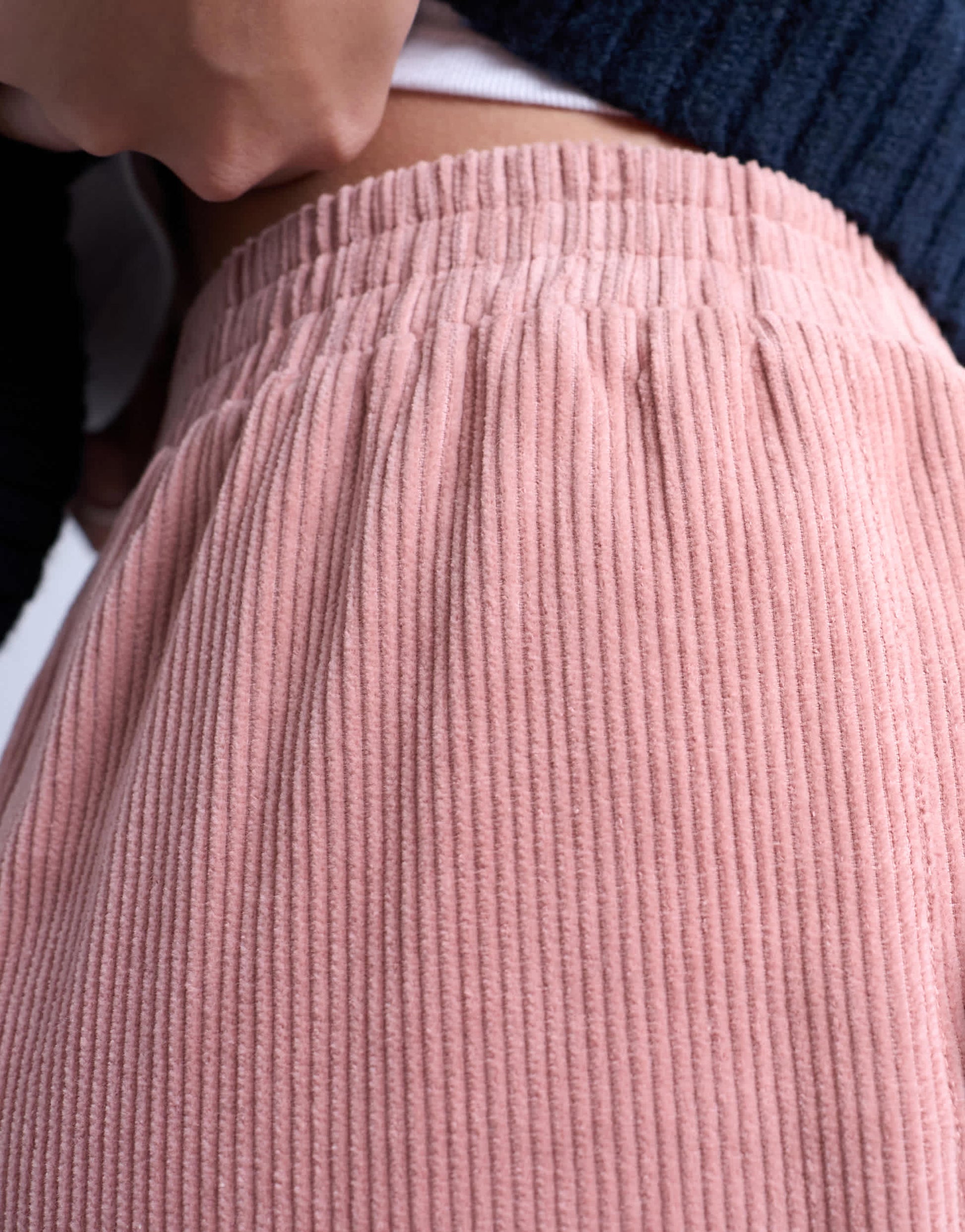 Topshop cord wide leg awkward length trouser in pink