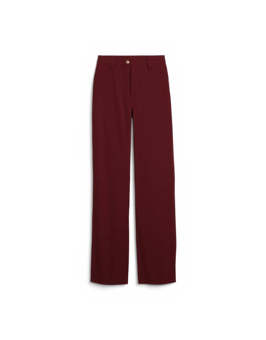 Topshop cord high rise barrel trouser in rust