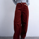 Topshop cord high rise barrel trouser in rust