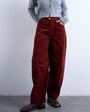Topshop cord high rise barrel trouser in rust