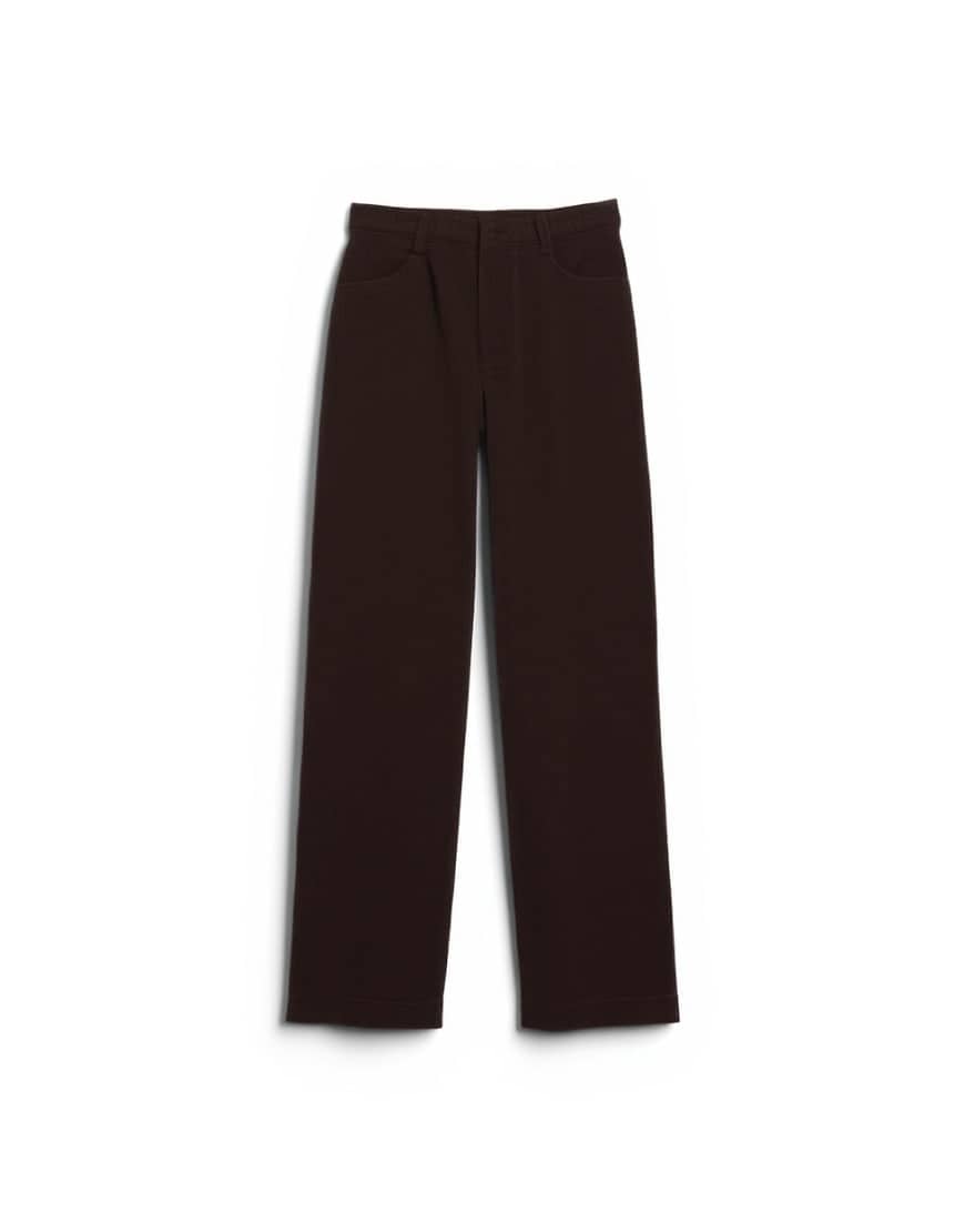 Topshop cord high rise barrel trouser in brown