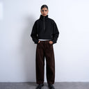 Topshop cord high rise barrel trouser in brown