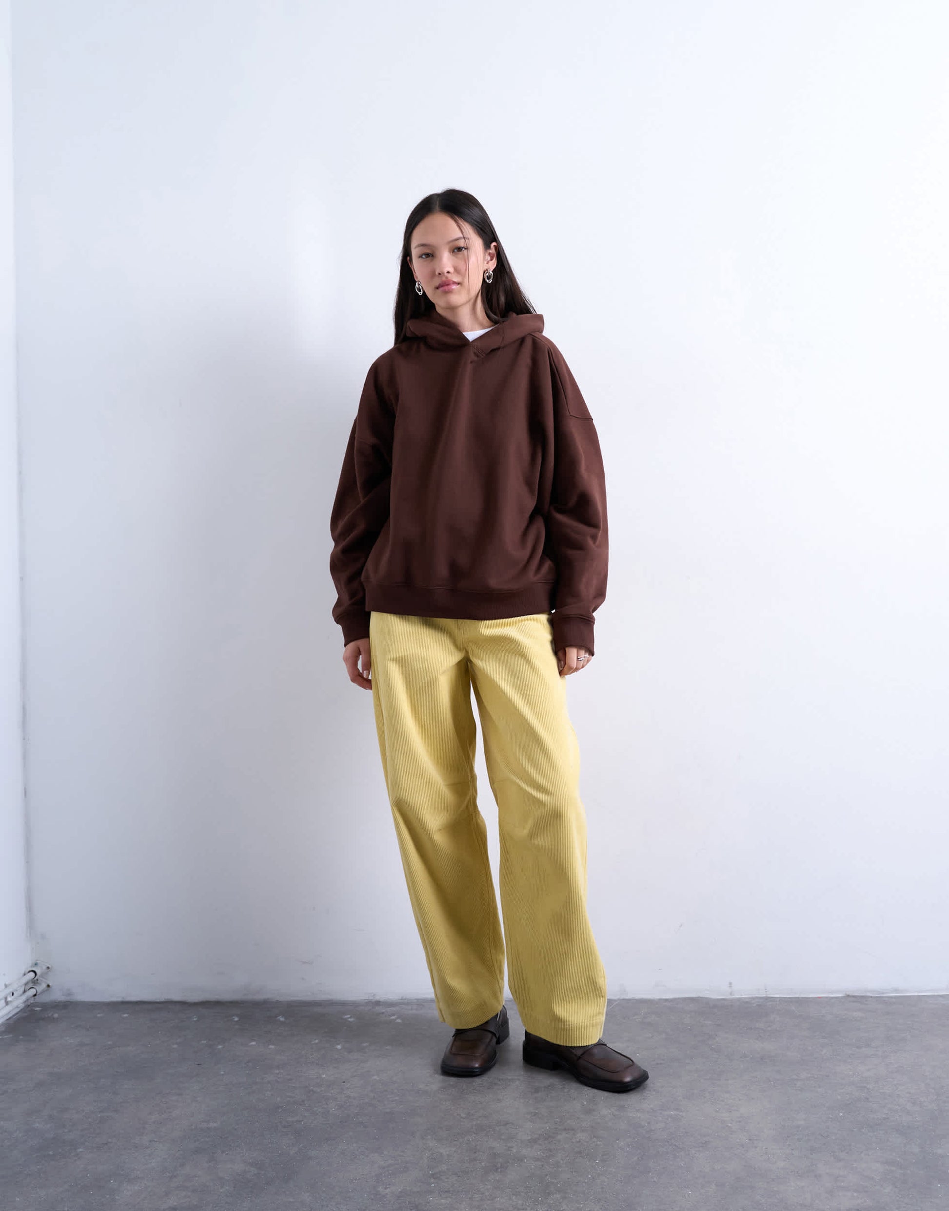 Topshop cord high rise barrel trouser in buttermilk