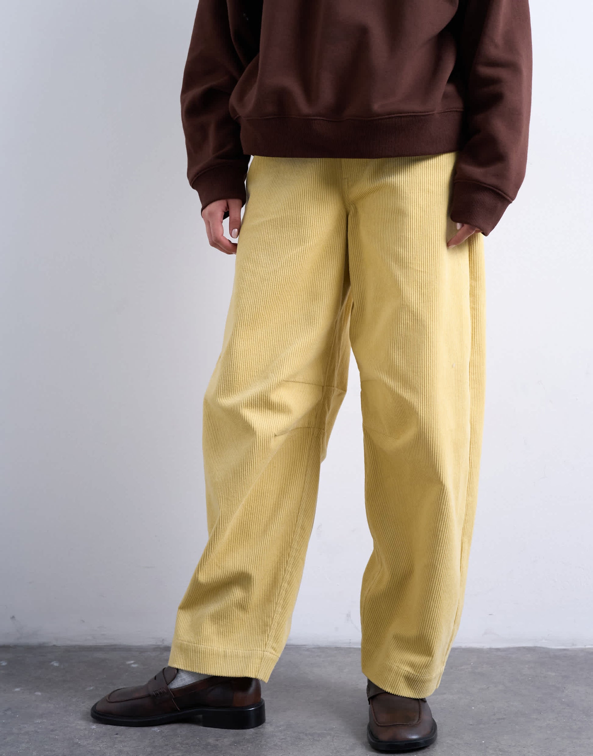 Topshop cord high rise barrel trouser in buttermilk