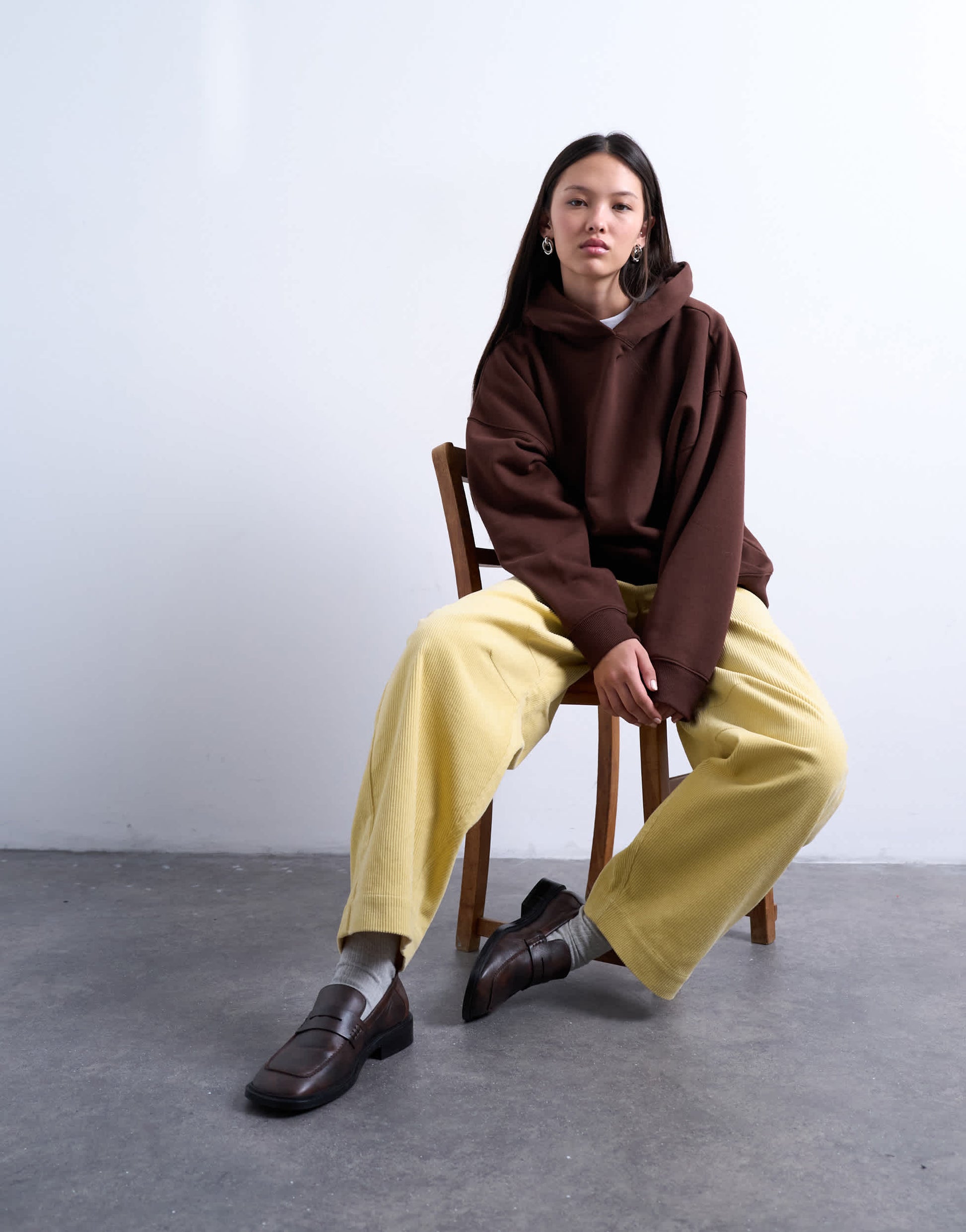 Topshop cord high rise barrel trouser in buttermilk