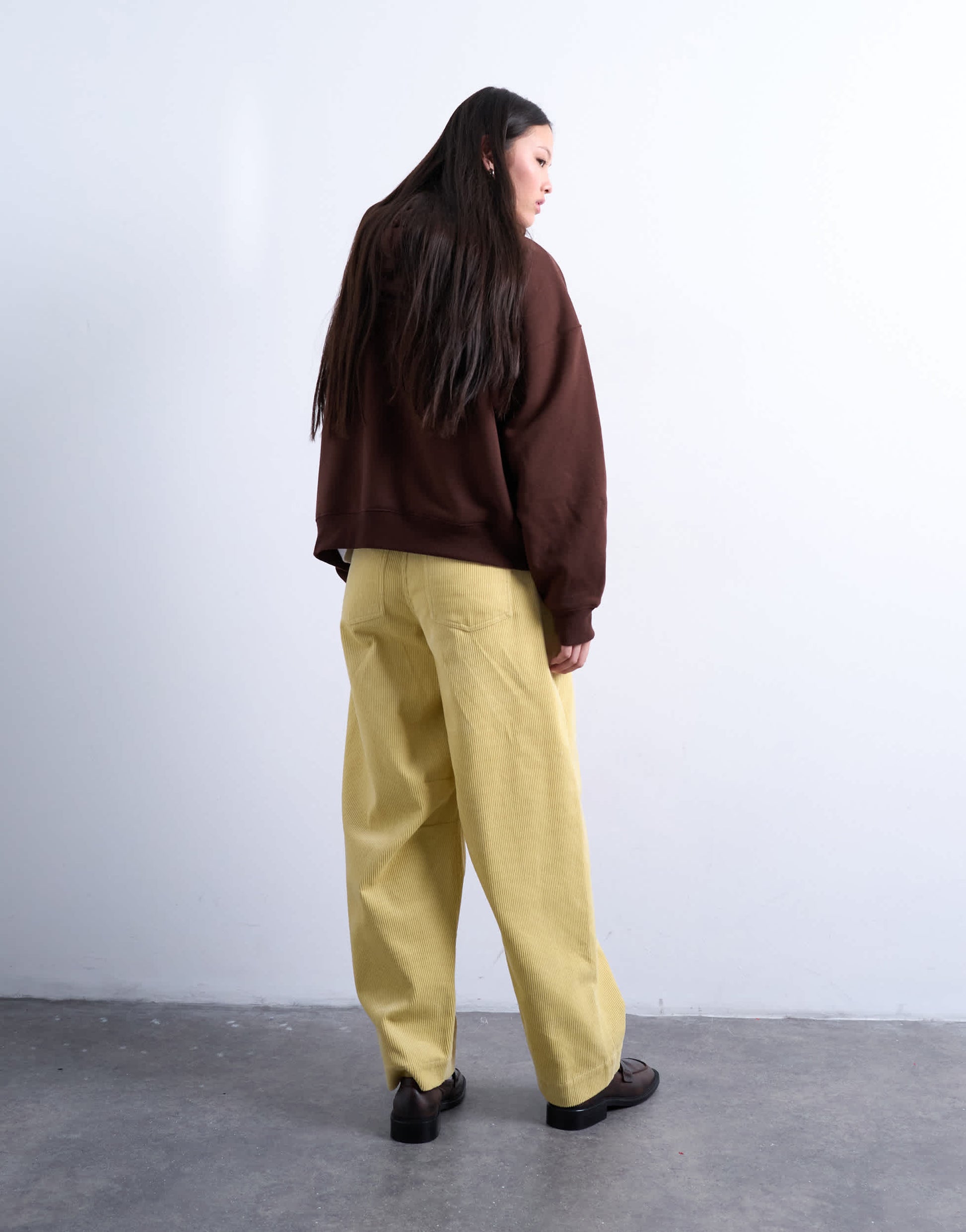 Topshop cord high rise barrel trouser in buttermilk