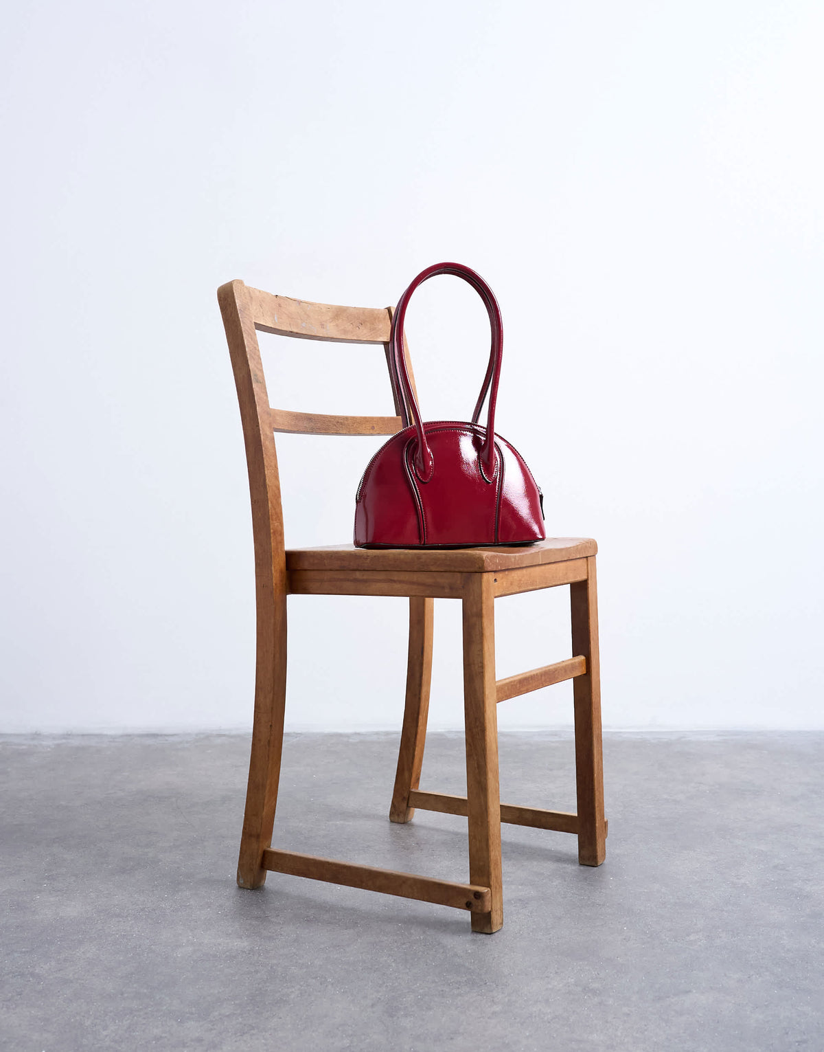 Topshop Saoirse patent shoulder bag in burgundy