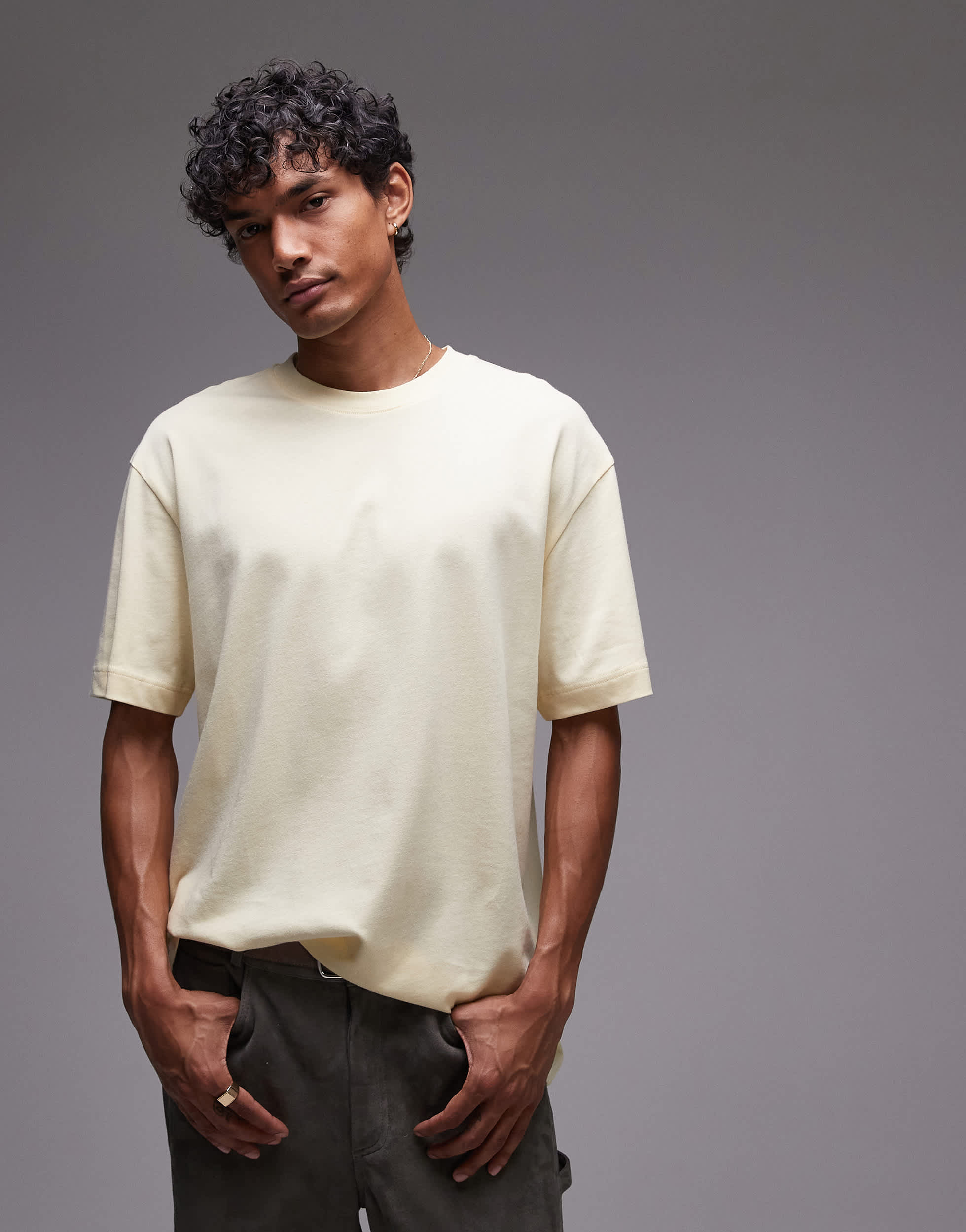 Topman relaxed fit t-shirt in buttermilk yellow