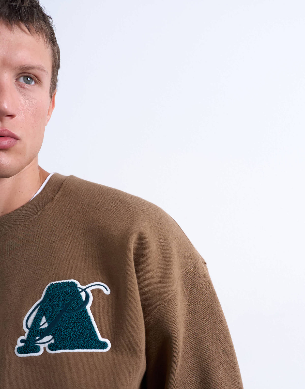Topman oversized fit sweatshirt with letter embroidery in brown